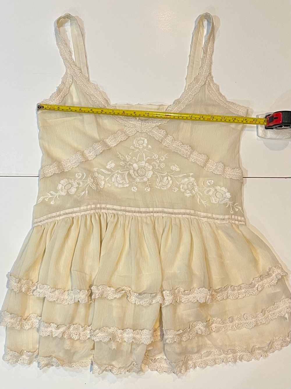 Free People Quiet Breeze Mini Dress in Cream featuring embroidery and ruffles L - Picture 8 of 14